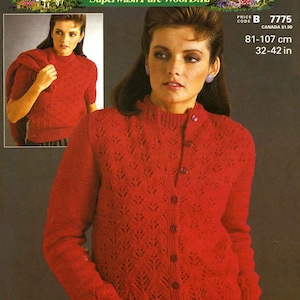 Vintage Ladies Twin Set, Cardigan & Jumper, 32&quot;-42&quot; Bust, DK, Knitting Pattern 80s (PDF) Patons 7775