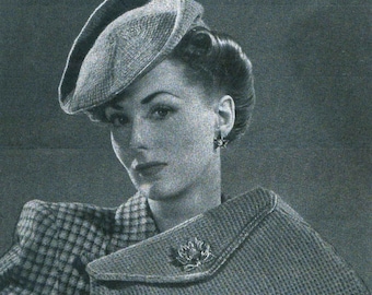 Vintage Ladies Bag and Beret Hat, Knitting Pattern 40s (PDF) Weldons 335