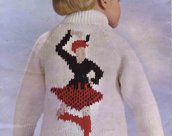 Vintage Childrens Cardigan/Jacket with Highland Motif, Knitting Pattern, 60s (PDF) Pattern, P&B 9005