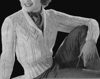 Vintage Ladies Zip Up Jacket / Cardigan, Jumper and Button Through Cardigan, 34"-38" Bust, DK, Knitting Pattern 50s (PDF) P&B 352