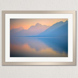 Pastel Grand Tetons in the mist. Jenny Lake, mountain view, photo print