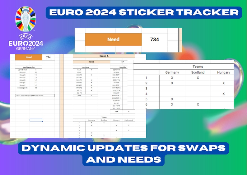 Euro 2024 Sticker Book Tracker Completion, Swaps, Needs Etsy Australia
