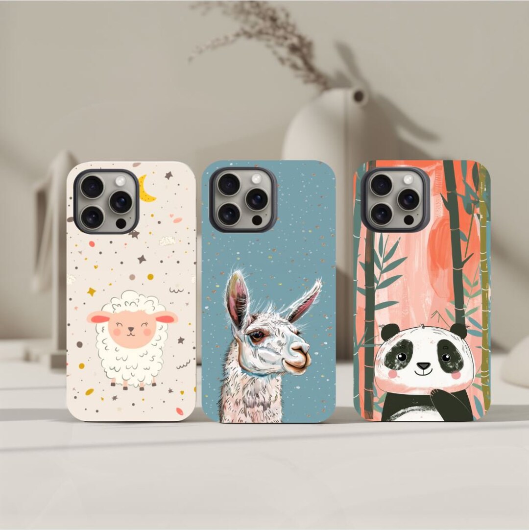 Cute Phone Case Animal Lover Tough Phone Case Llama Sheep Panda Phone