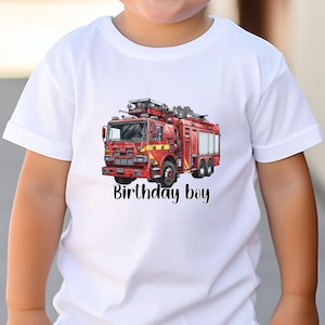 Birthday Boy Fire Truck Tshirt, Fire Truck Shirt For Kids, Boys Firetrucks Tee, Trucks Lover Shirt, Fire Engine Tee, First Responder Tshirt.