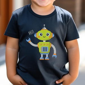 Hi Robot Kid's Tshirt, Shirt For Boys, Gift For Children, Robots Lover Shirt, Toddler Robot Tee, Shirt For Kids, Boys Girls Birthday Shirt.