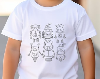 Funny Robots Kids T-Shirt, Gift For Boys, Birthday Party Gift, Toddler Shirt With Robots, Gift For Boys, Robots Tee, Girls Boys Toddler Tee.