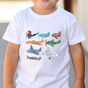 Airplanes Kids Shirt, Pilot Shirt for Kids, Plane Lover Kids Shirt, Gift for Boys, Types of Airplanes Toddler & Youth Shirt.