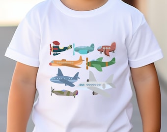 Airplanes Kids Shirt, Pilot Shirt for Kids, Plane Lover Kids Shirt, Gift for Boys, Types of Airplanes Toddler & Youth Shirt.