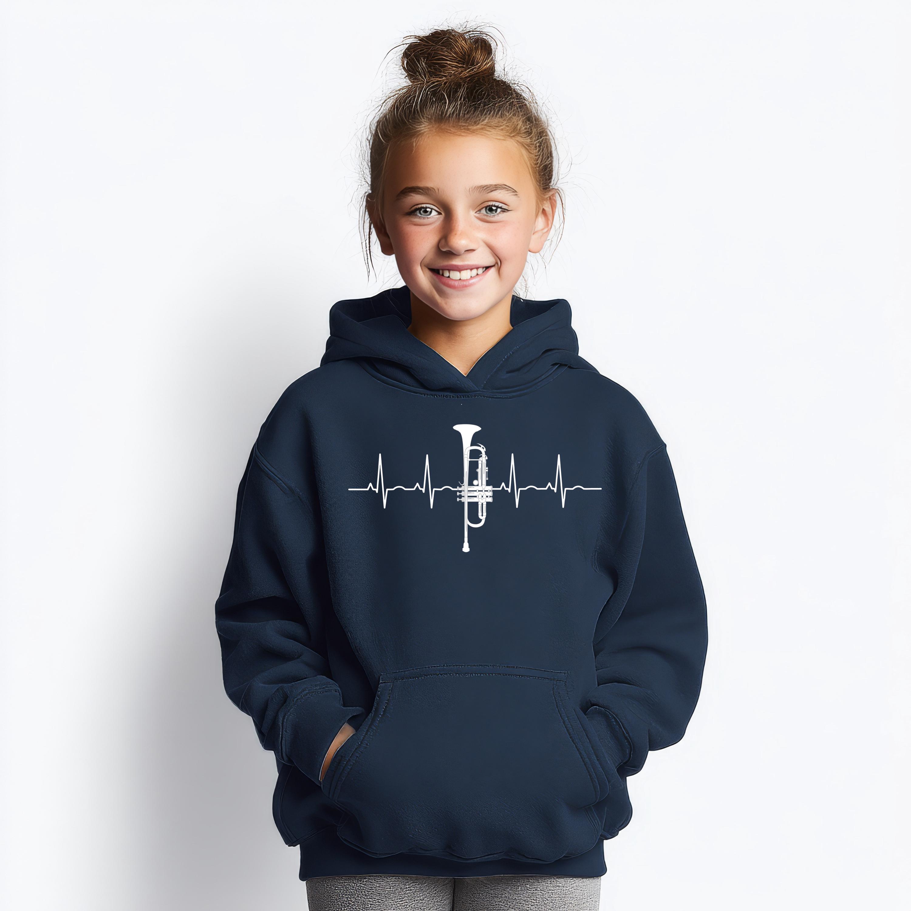 Youth Trumpet Hoodie, Music Student Gift, Brass Instrument Lover, Band Practice Outfit, Kids Birthday Shirt or Christmas for Teen Musicians