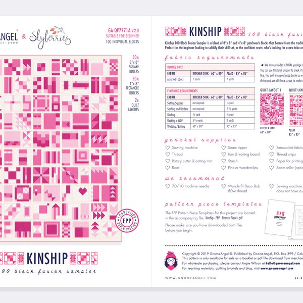 PDF Pattern: Kinship - 100 Block Fusion Sampler - Foundation Paper Pieced