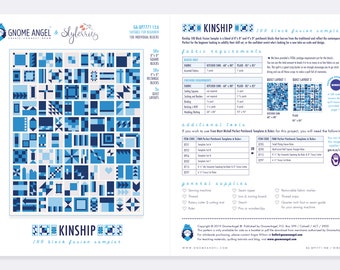 PDF Pattern: Kinship - 100 Block Fusion Sampler - Machine Pieced