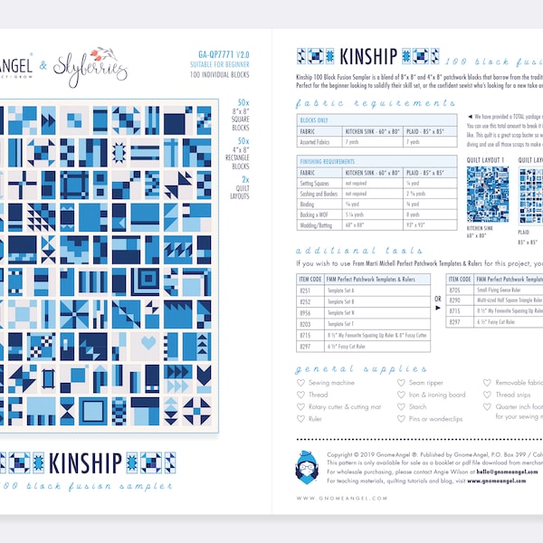 PDF Pattern: Kinship - 100 Block Fusion Sampler - Machine Pieced