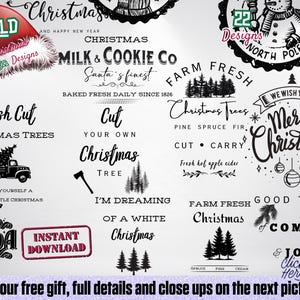 Old Christmas Sign Designs, Xmas PNG SVG Bundle