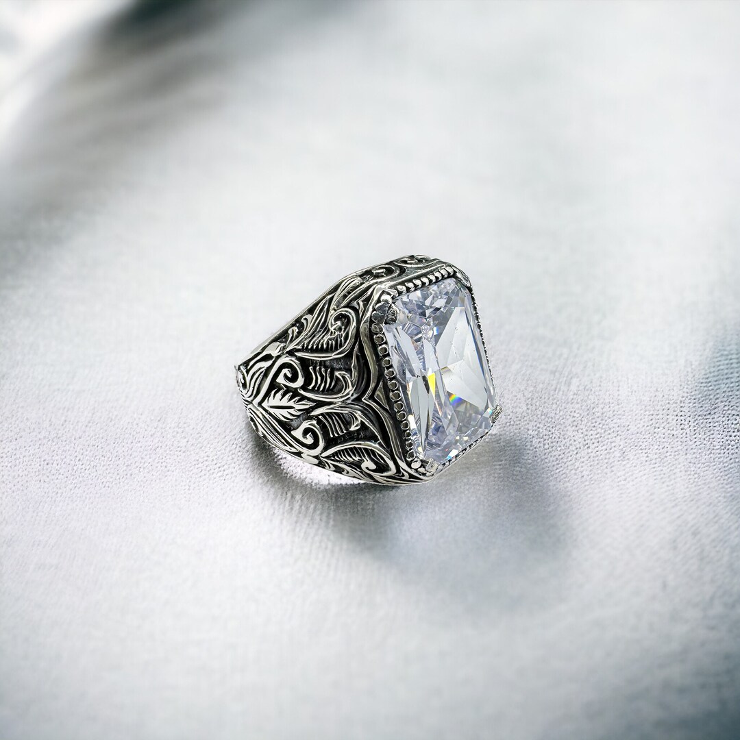 Single Decade Prayer Ring - 925 Sterling Silver With White Zircon, 17.5mm (0.69 Inch) - UK Size N, Adjustable Spiritual Jewelry - View #6