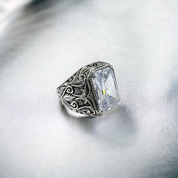 Handmade Silver White Zircon Ring, 925k Sterling Silver Men Ring, White Stone Men Ring, Zircon Ring, Gift for Him, Men Jewelry, Silver Ring - Etsy Handmade Silver White Zircon Ring, 925k Sterling Silver Men Ring, White Stone Men Ring, Zircon Ring, Gift for Him, Men Jewelry, Silver Ring - Etsy