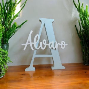 Letra decorativa con nombre personalizado, decoración mesas dulces, comuniones, habitación.