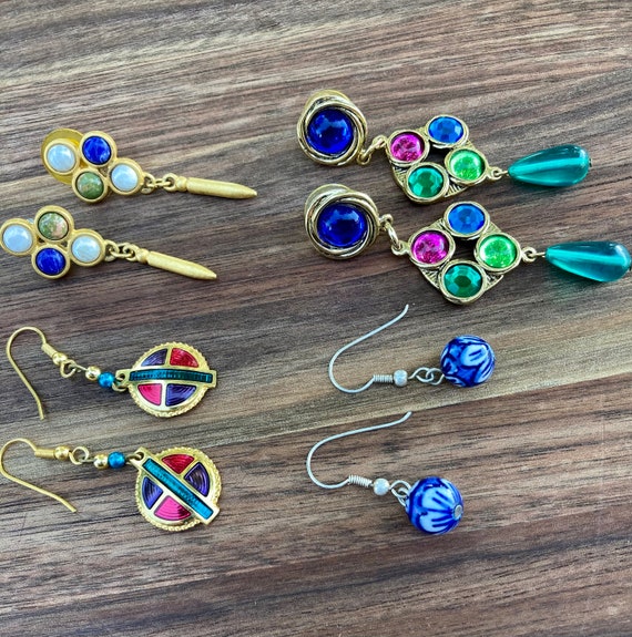 4 Pair of Colorful Vintage Pierced Earrings