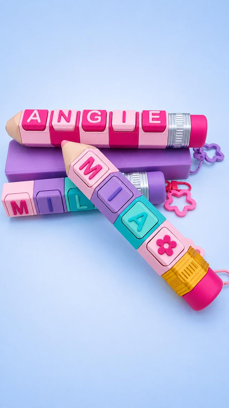 Personalized Pencil Clicker Fidget Toy | Custom Name Pencil | 3D Printed Sensory Toy | ADHD Desk Fidget | Teacher & Student Gift image 2