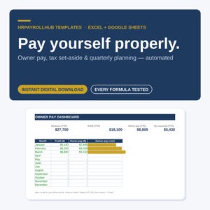 Payroll Spreadsheet for Freelancers | Owner Pay, Tax Calculator (Google Sheets, Excel)