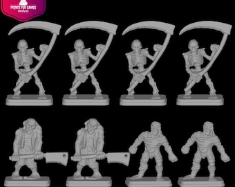 Classic UNDEAD figures from HeroQuest (skeleton, mummy, zombie) made of resin