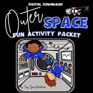 Paquete de actividades del espacio exterior: colorear, rompecabezas y más (descarga digital en PDF)