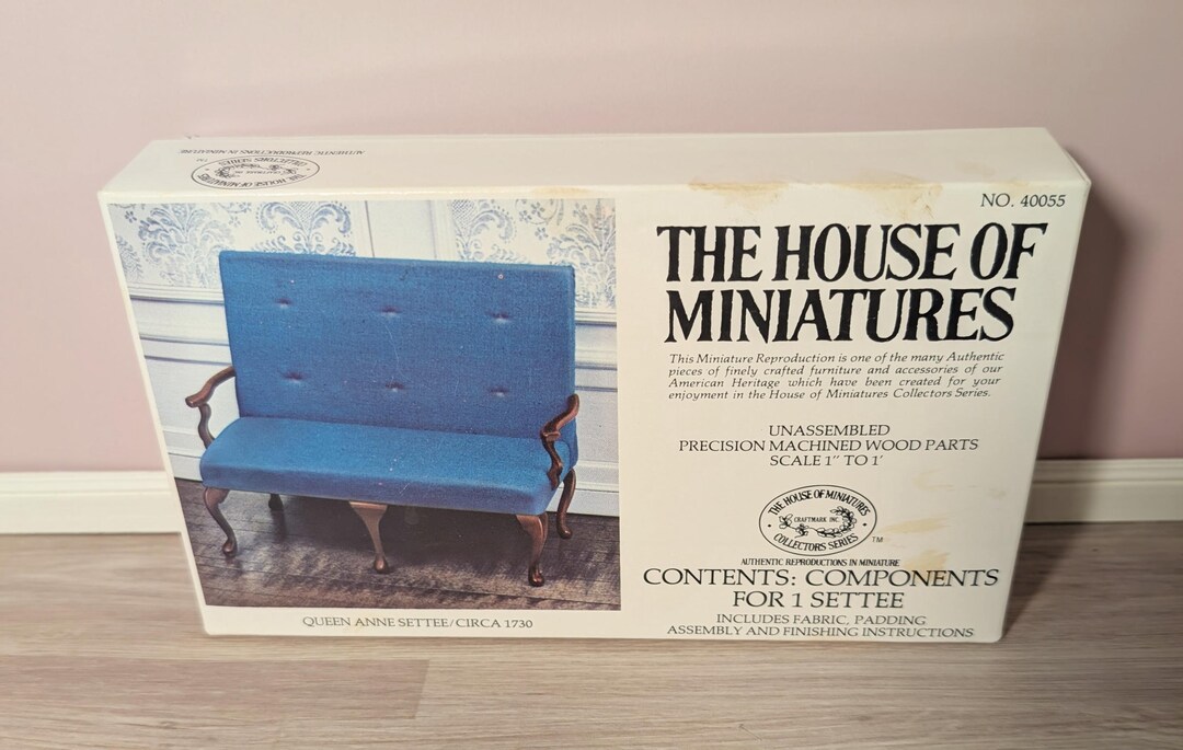 Queen Anne Settee Furniture Kit – 1:12 Scale Vintage Dollhouse Craft ...