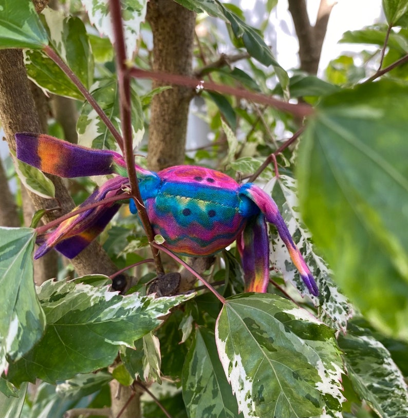 Agent of Joy Infinity Spider, Lively OOAK Cloth Art, Handmade Altar Doll, Bright Colorful Unique Creature, Uplifting Cheerful Joyful image 4