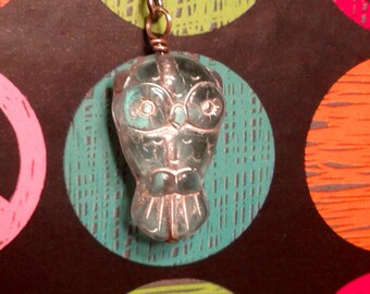 Pressed Glass Owl Earrings, Bird Jewelry