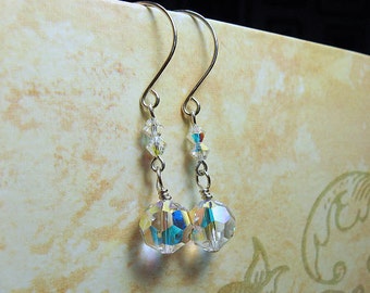 Swarovski Crystal Earrings, Sterling Silver Crystal Jewelry, Holiday Special Occasion Earrings, Sparkling Celebration, Wedding, Bridal