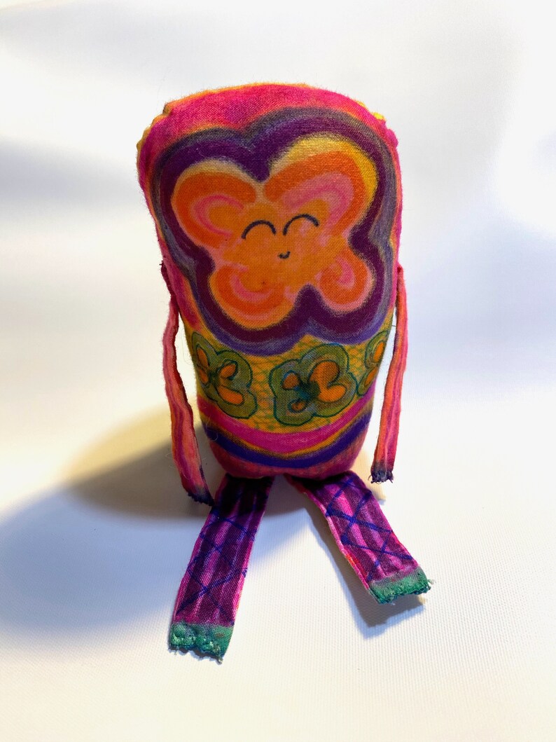Lively OOAK Cloth Art, Bright Colorful Unique Creature, Uplifting Cheerful Joyful, Handmade Altar Doll, Agent of Joy Pepper, image 3