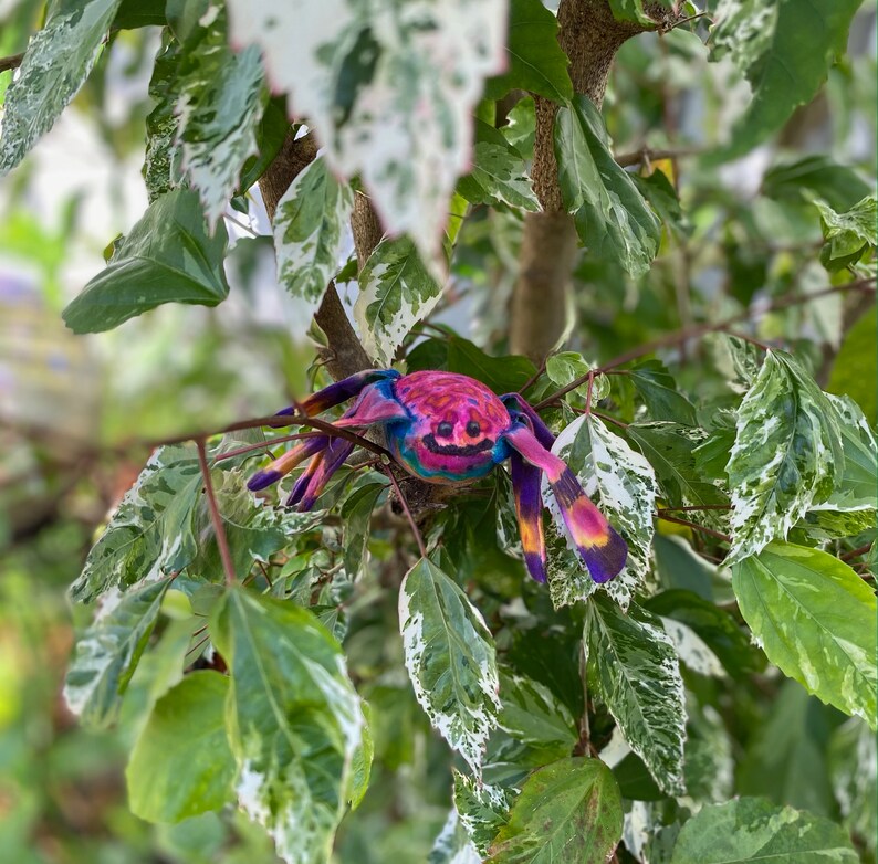 Agent of Joy Infinity Spider, Lively OOAK Cloth Art, Handmade Altar Doll, Bright Colorful Unique Creature, Uplifting Cheerful Joyful image 7