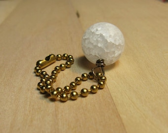 White Crackle Glass Snowball Charm, Whimsical Frosted Winter Charm, Wintry Frozen Ice Icy Frosty, Childhood Memories