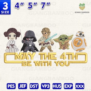 Stars Movie Embroidery Design, May The 4th Be With You Embroidery Design, Movie Cartoon Embroidery Design, Instant Download