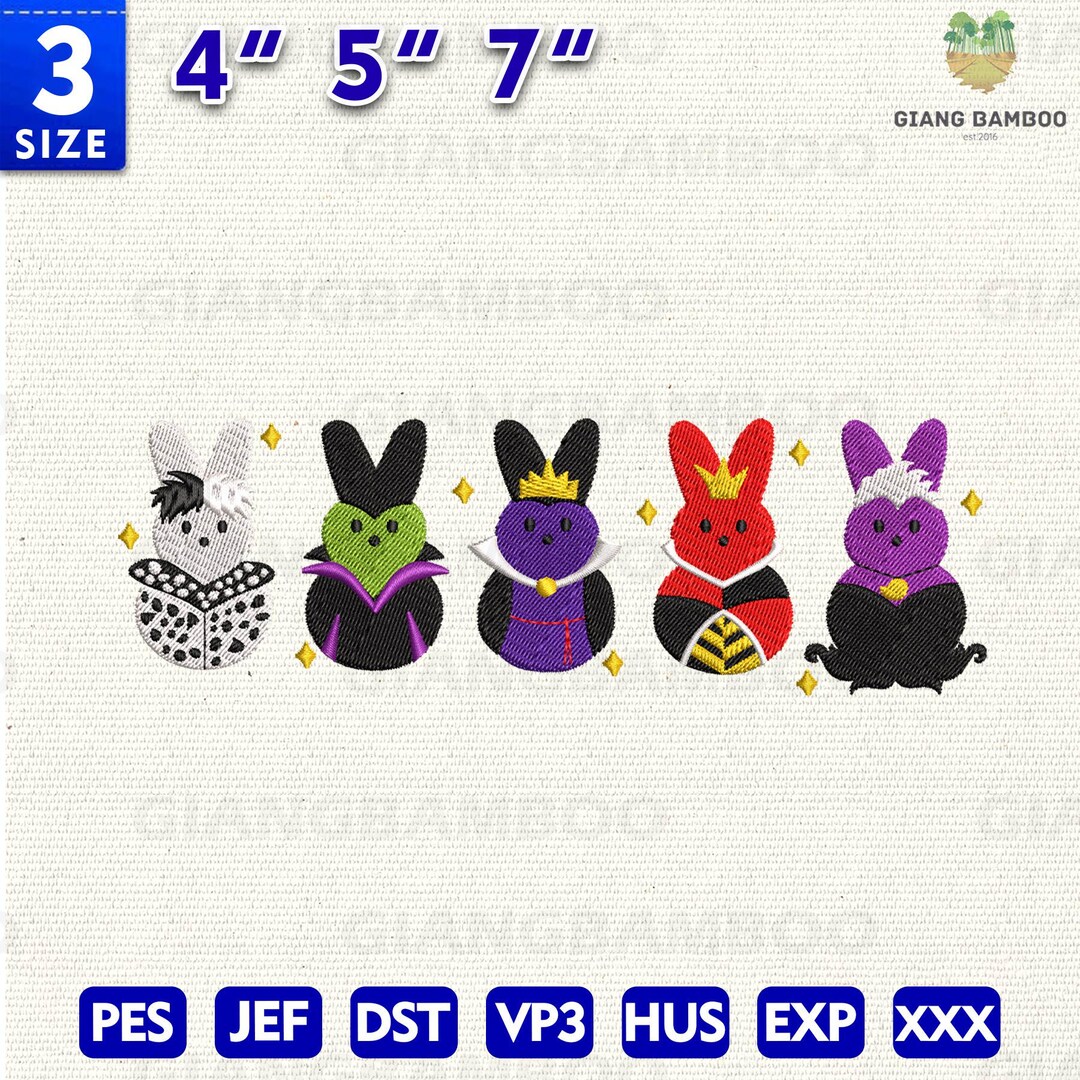 Villains Peeps Embroidery Design, Easter Day Embroidery Design, Easter ...