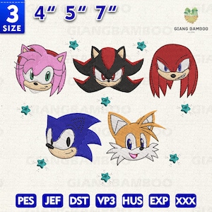 Diseño de bordado de dibujos animados de Supper Hedgehod, diseño de bordado de dibujos animados de películas, bordado de personajes de dibujos animados de Hedgehod en 3 tamaños, descarga instantánea
