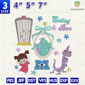 Monster School Embroidery Design, Magical Land Embroidery Design, Cartoon Mirror Bow Embroidery Design, Instant Download