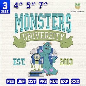 Monster University Embroidery Design, Magical Land Embroidery Design, Monster Student Embroidery Design, Instant Download