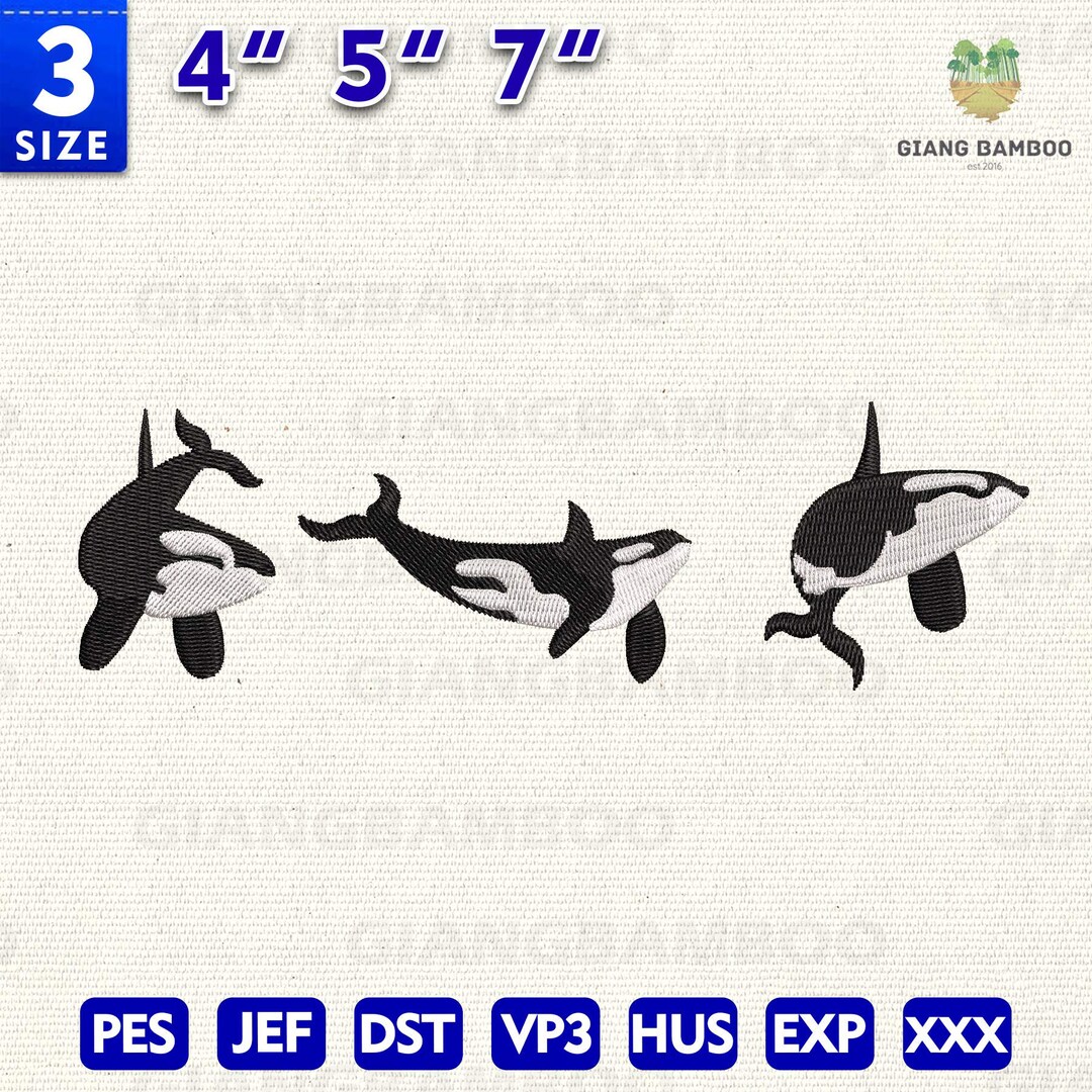 Orca Embroidery Design, Embroidery Whale Machine, Funny Cat Embroidery ...