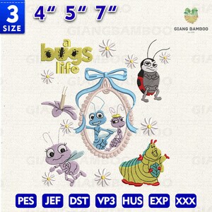Projekt haftu Magic Kingdom, projekt haftu Bugs Story, plik haftu Floral Bugs Movie Cartoon, natychmiastowe pobieranie