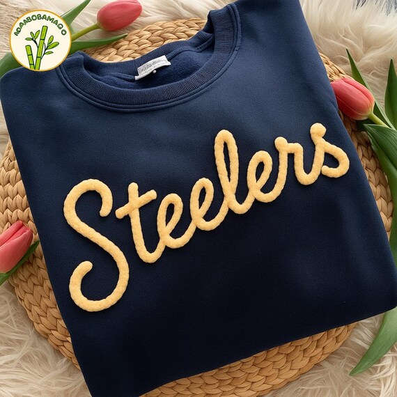 Custom Chenille Yarn Embroidered Sweatshirt, Team Game Day Fuzzy Letters, Customized Team Spirit Shirt, Personalized Team Name