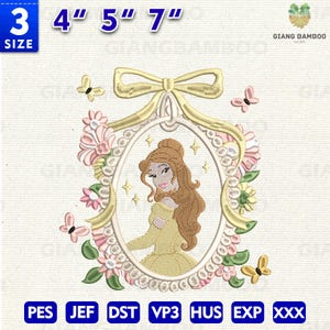 Magical Kingdom Embroidery Design, Princess Mirror Bow Embroidery Design, Princess Movie Cartoon Embroidery Design, Instant Download