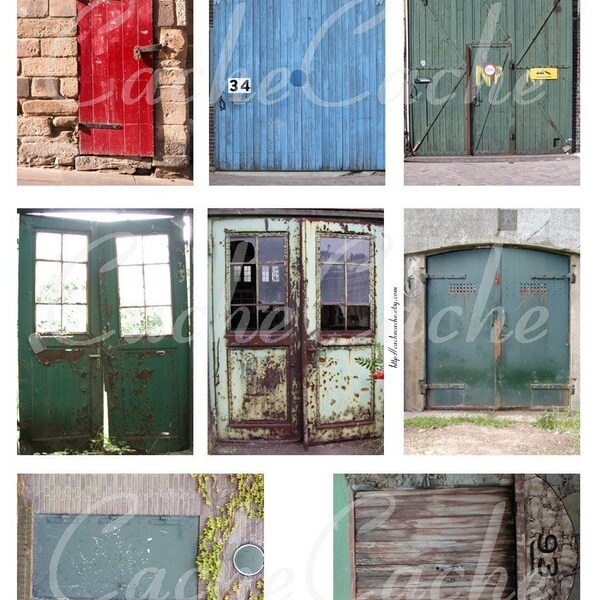 ATC / ACEO Backgrounds -- Grunge Doors -- Digital Collage Sheet by CacheCache