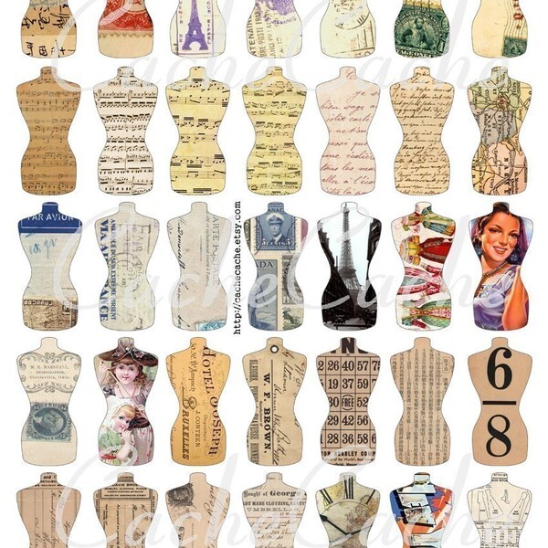 Dressforms 2 -- Domino -- Digital Collage Sheet by CacheCache