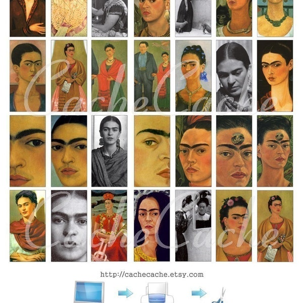 Frida Kahlo 1 -- Domino -- Digital Collage Sheet by CacheCache