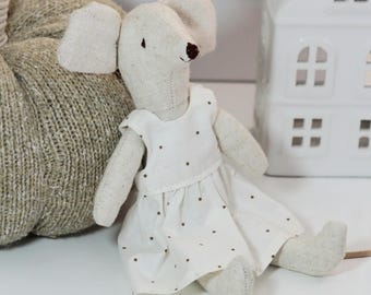 Handmade Textile Mouse, Soft Fabric Doii, Scandinavian Style Home or Nursery Decor