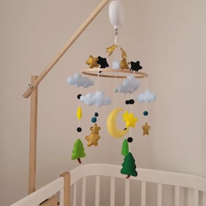 Wooden Mobile Arm for Baby Crib | Natural Wood Mobile Holder | Montessori Nursery Decor