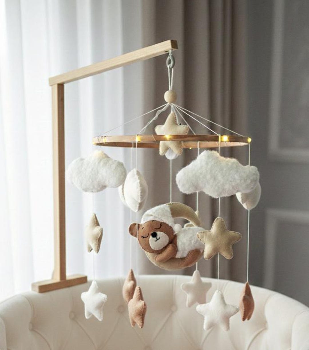 Teddy Bear Baby Mobile for Crib — Neutral Nursery Decor — Baby Shower ...