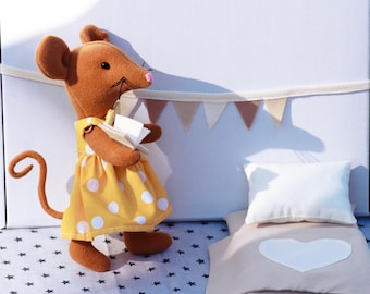 Handmade Fabric Mouse Doll: Soft Plush Stuffed Animal