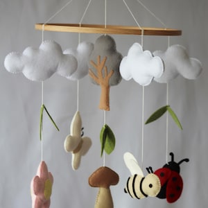 Handmade Felt Forest Animals Baby Mobile: Woodland Nursery Decor