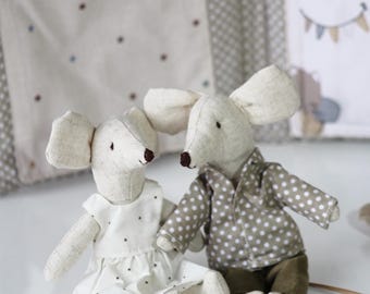 Handmade Fabric Mouse – 15cm Soft Cotton Plush Toy